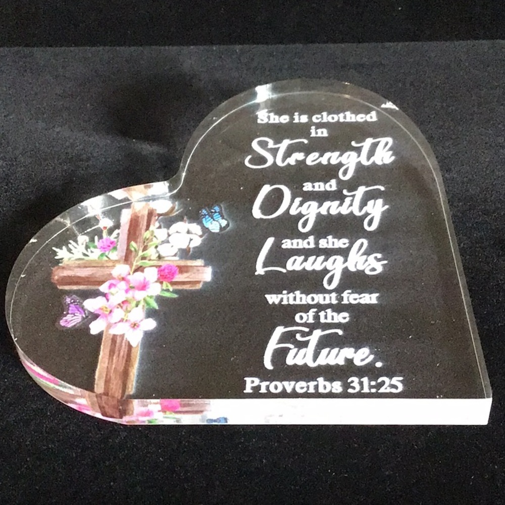 Heart Shaped Scripture Acrylic New Approximate Measurements 4 x 4 x 0.5 …